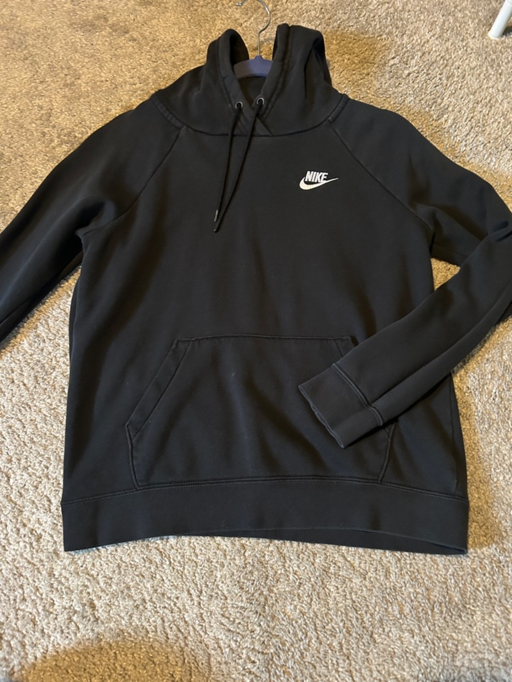 Nike Black Hoodie with White Swoosh - Men's Pullover